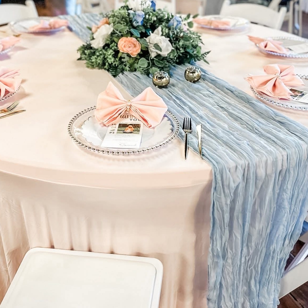 Elegant Blue Table Runner Set